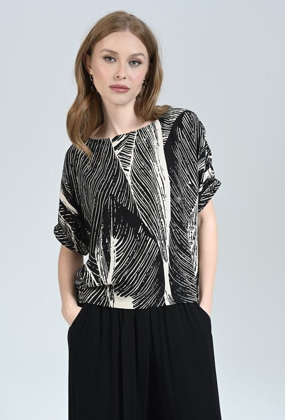 Wiskozowa bluzka w kontrastowy print