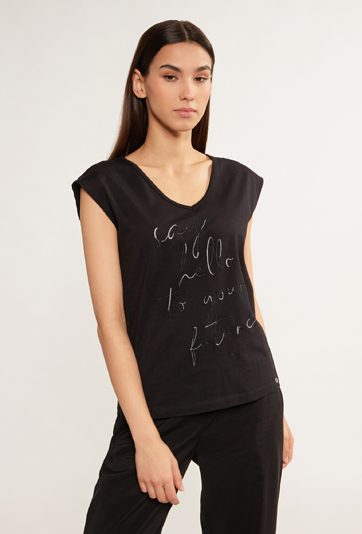 Bawełniany t-shirt z napisem