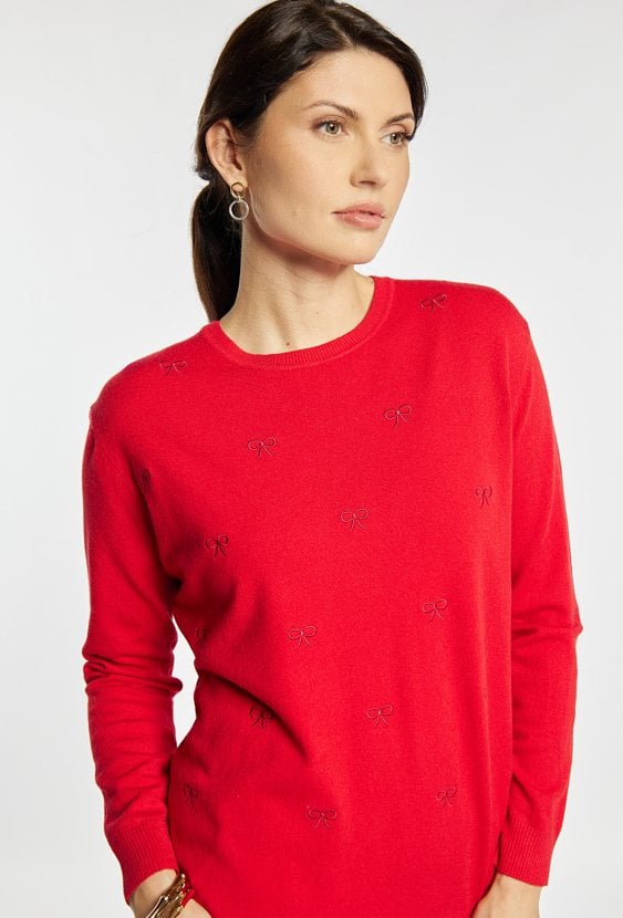 Sweter damski z kokardkami