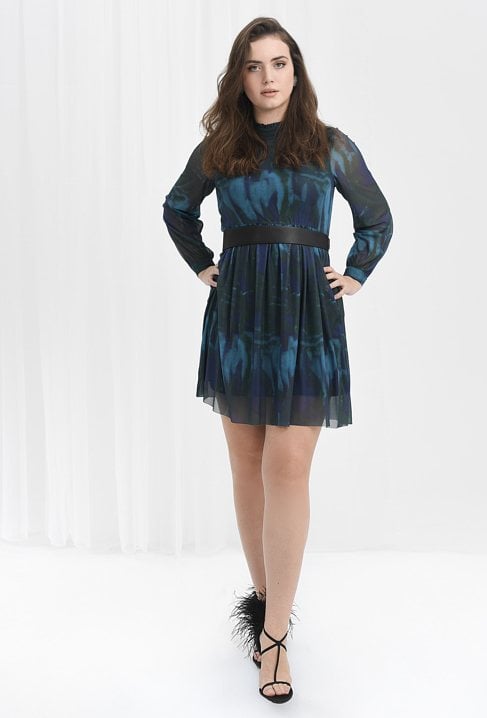 Marmurkowa sukienka z dzianiny mesh