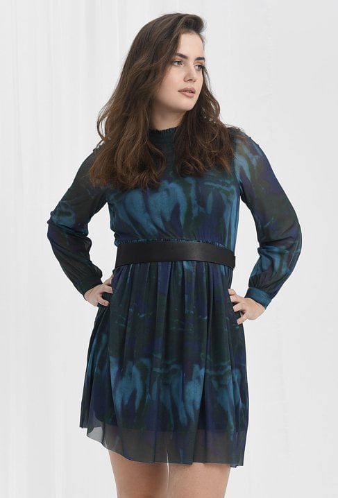 Marmurkowa sukienka z dzianiny mesh