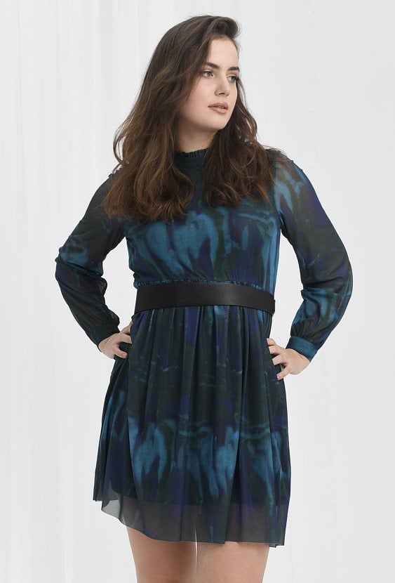 Marmurkowa sukienka z dzianiny mesh