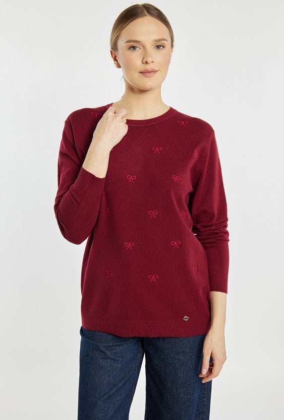 Sweter damski z kokardkami