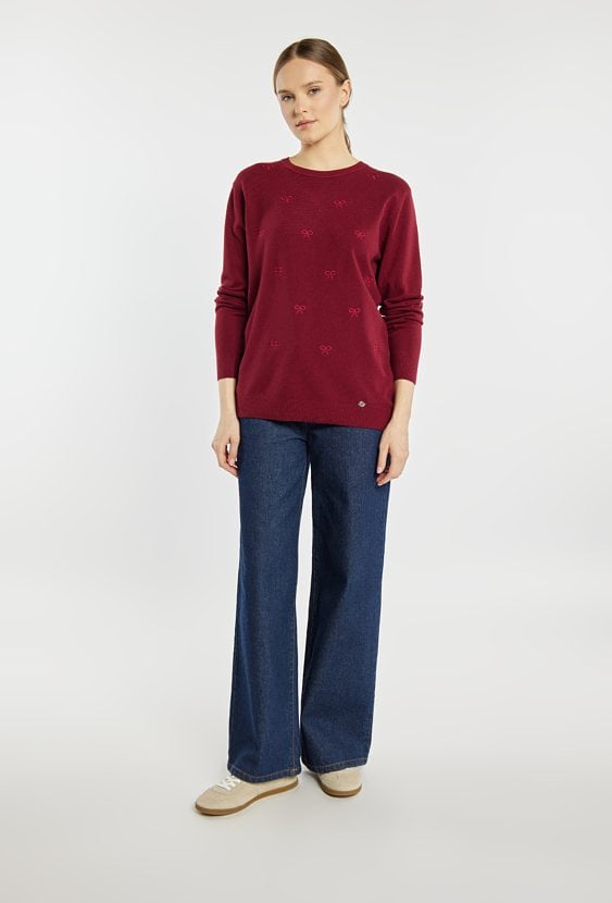 Sweter damski z kokardkami