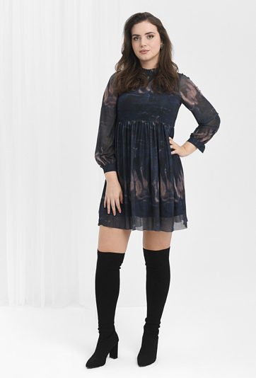 Marmurkowa sukienka z dzianiny mesh