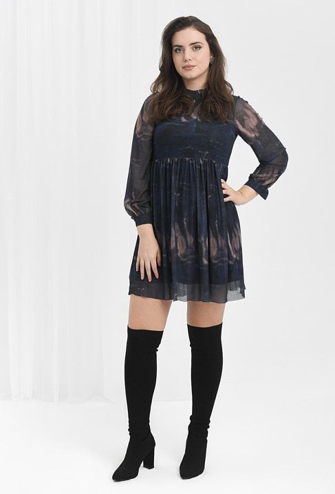 Marmurkowa sukienka z dzianiny mesh