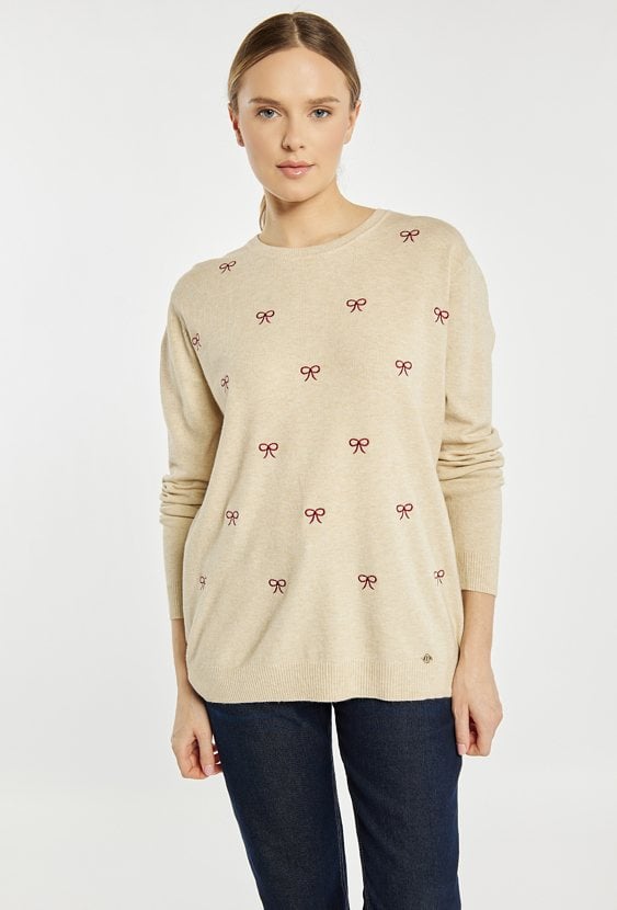 Sweter damski z kokardkami