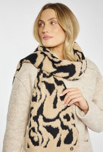 Szalik w beżowo-czarnym kolorze