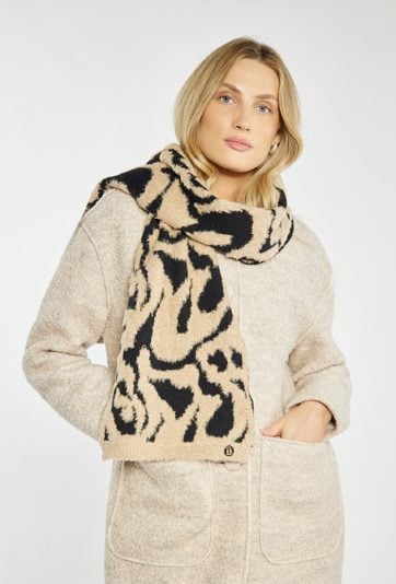 Szalik w beżowo-czarnym kolorze