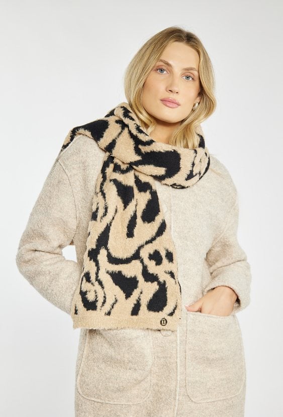 Szalik w beżowo-czarnym kolorze
