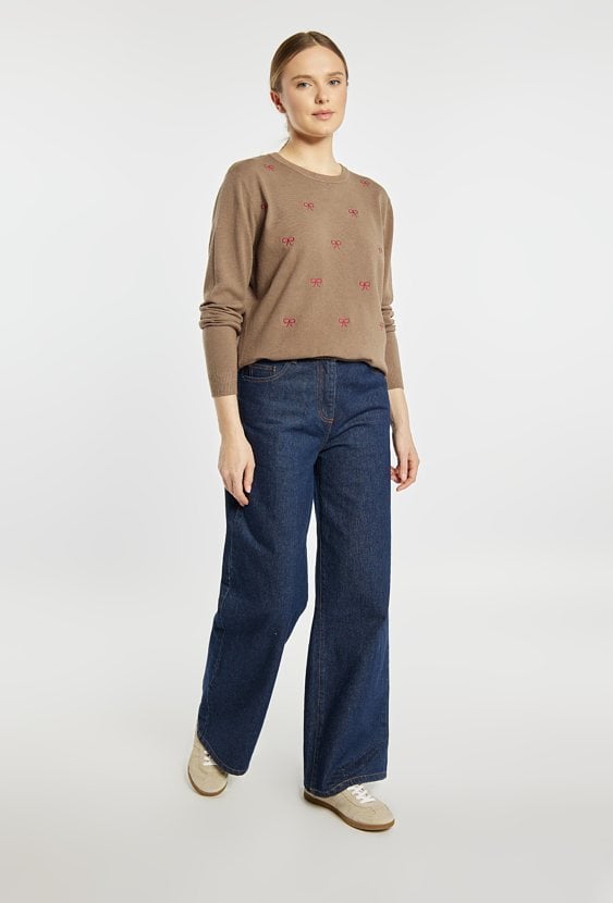 Sweter damski z kokardkami