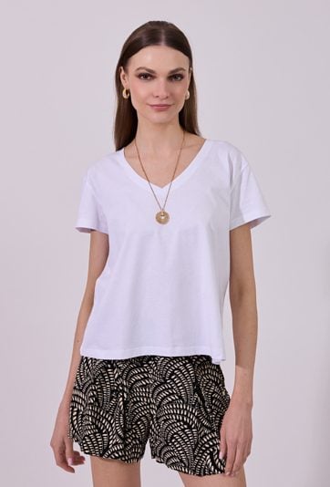 Gładki T-shirt damski