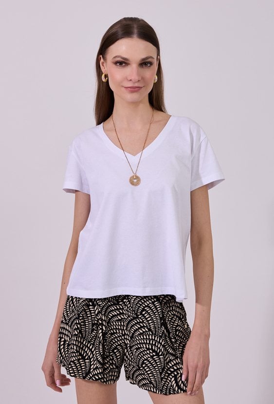 Gładki T-shirt damski