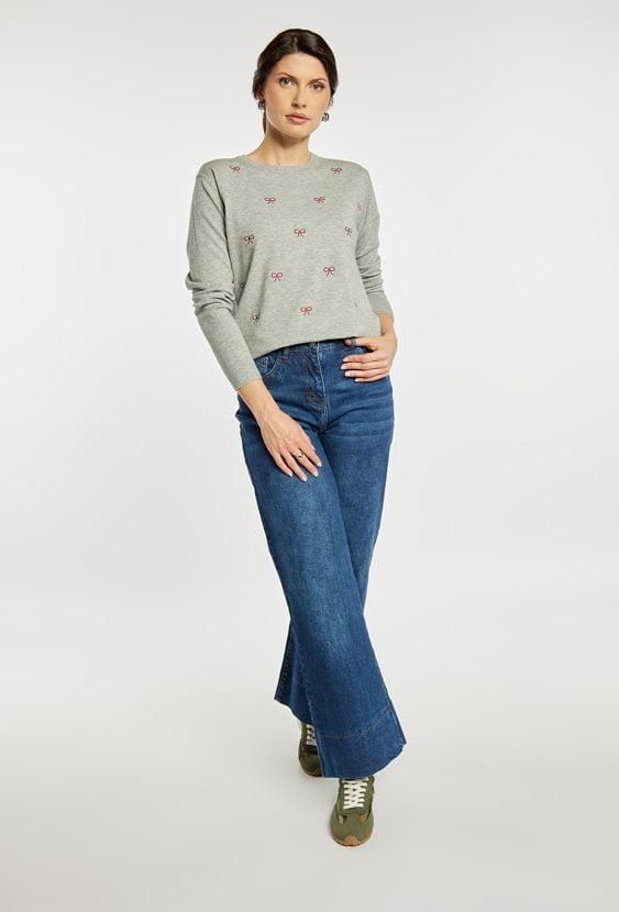 Sweter damski z kokardkami