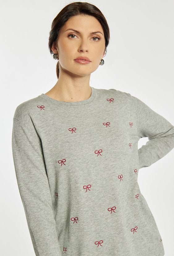 Sweter damski z kokardkami