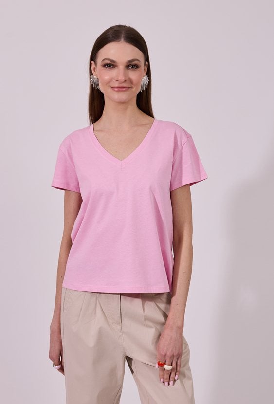 Gładki T-shirt damski