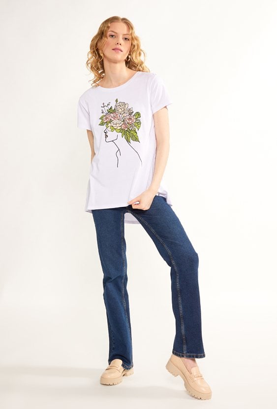 T-shirt z wzorzystym panelem