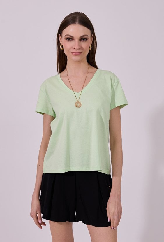 Gładki T-shirt damski