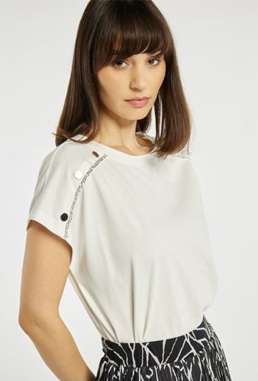 Bluzka z aplikacjami na rękawach