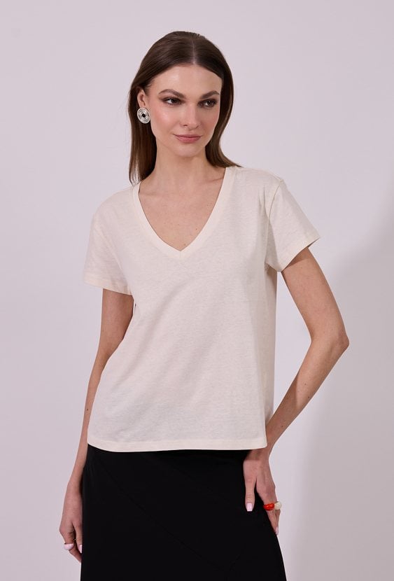 Gładki T-shirt damski