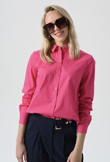 Różowa klasyczna koszula z bawełny