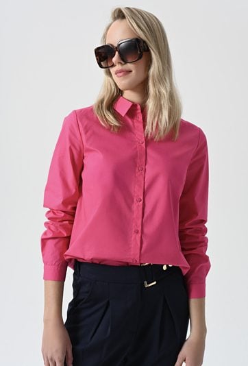 Różowa klasyczna koszula z bawełny