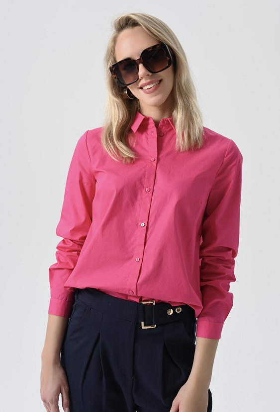Różowa klasyczna koszula z bawełny