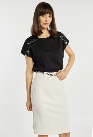 Bluzka z aplikacjami na rękawach