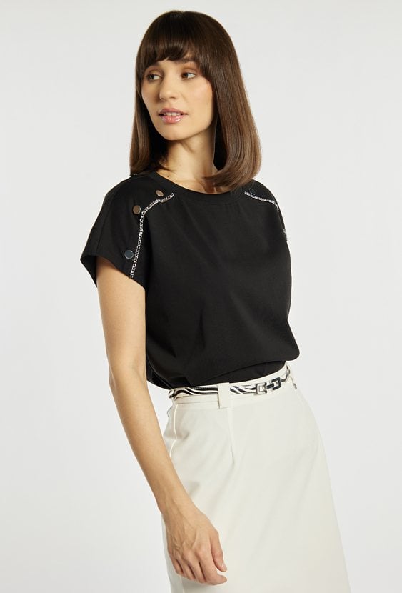 Bluzka z aplikacjami na rękawach