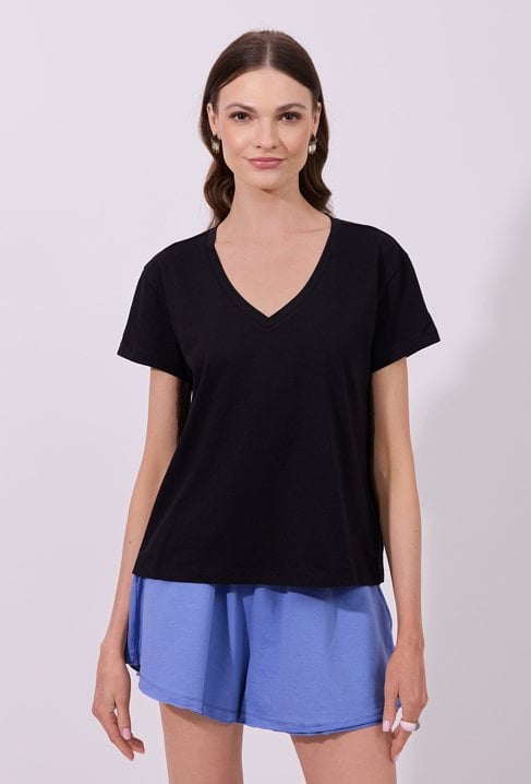 Gładki T-shirt damski