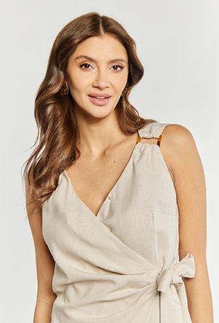 Lniana sukienka na zakładkę