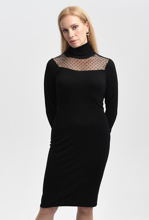 Dzianinowa sukienka z transparentnym panelem