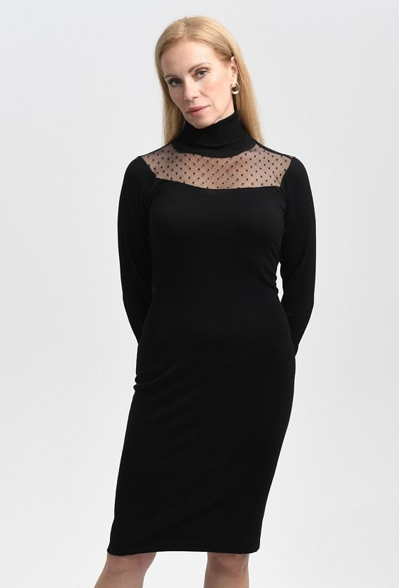 Dzianinowa sukienka z transparentnym panelem