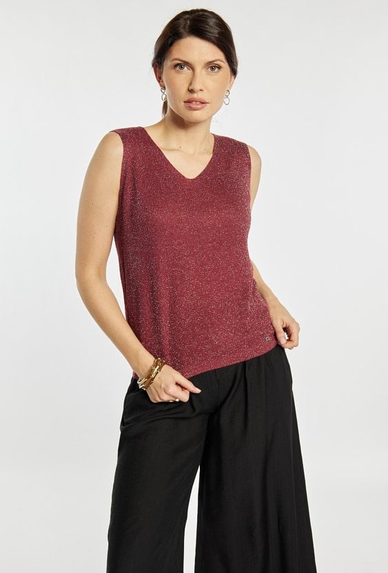 Sweterkowy top z połyskiem