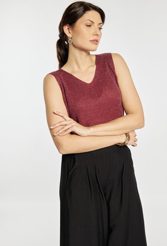 Sweterkowy top z połyskiem