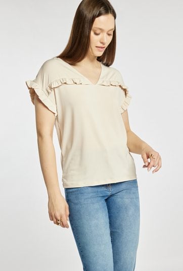 Bluzka damska z delikatną falbanką