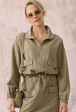 Oliwkowa kurtka typu bomber