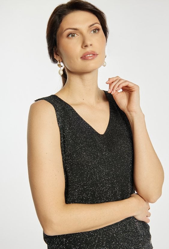 Sweterkowy top z połyskiem