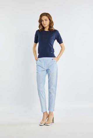 Spodnie damskie z domieszką lnu