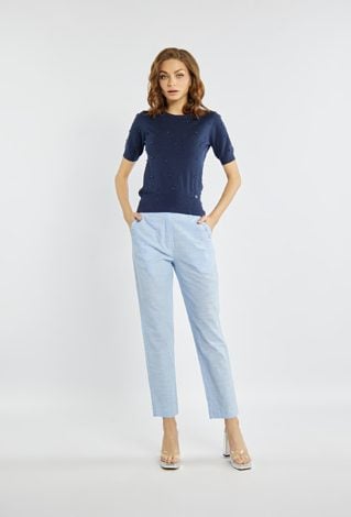 Spodnie damskie z domieszką lnu