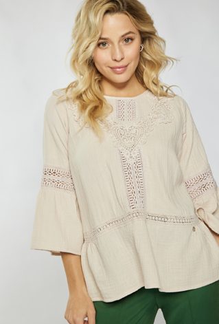 Bawełniana bluzka z ażurowym wzorem