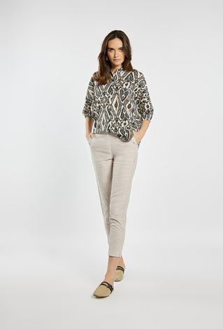 Spodnie damskie z domieszką lnu