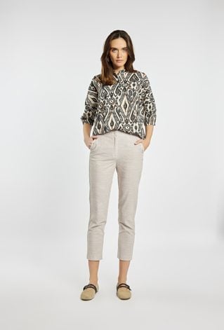 Spodnie damskie z domieszką lnu