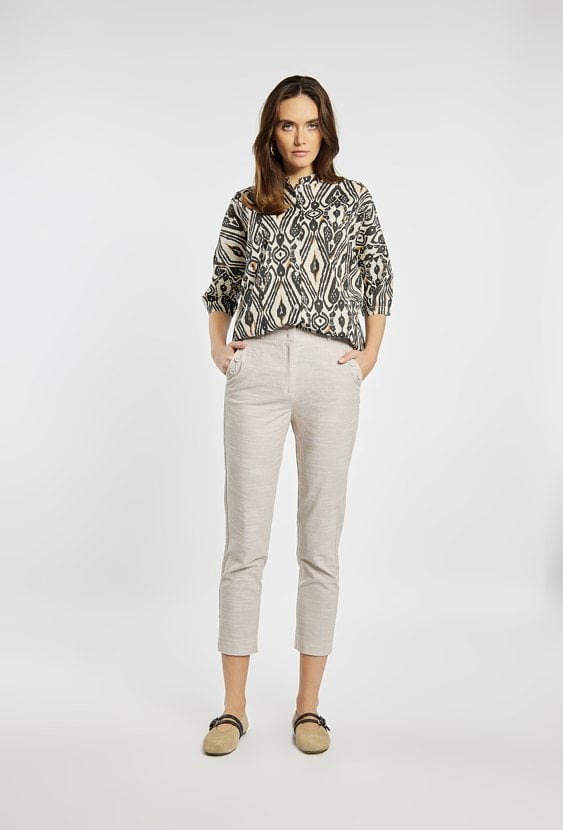 Spodnie damskie z domieszką lnu