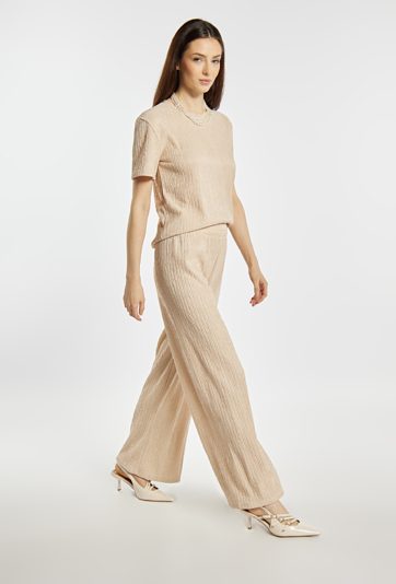 Luźne spodnie z marszczeniem