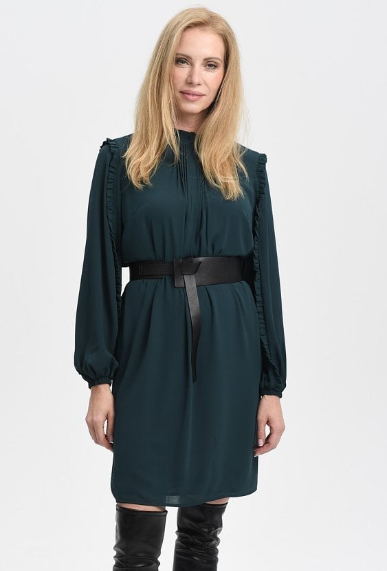 Zielona  sukienka z osobnym rękawem