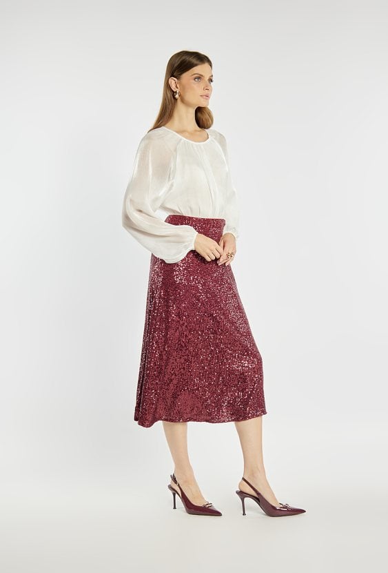Połyskująca spódnica midi
