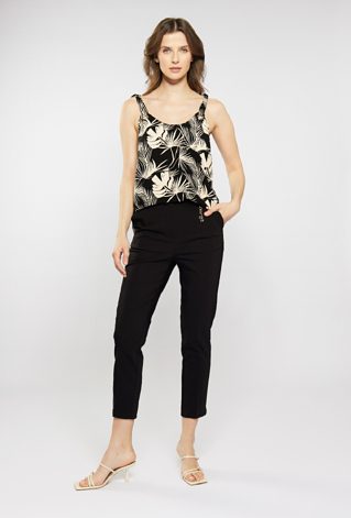 Materiałowe spodnie ze zwężanymi nogawkami