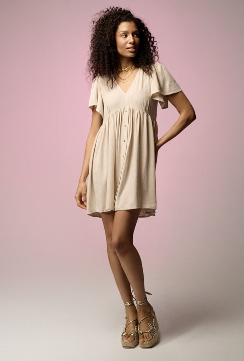 Sukienka z wiskozy i lnu