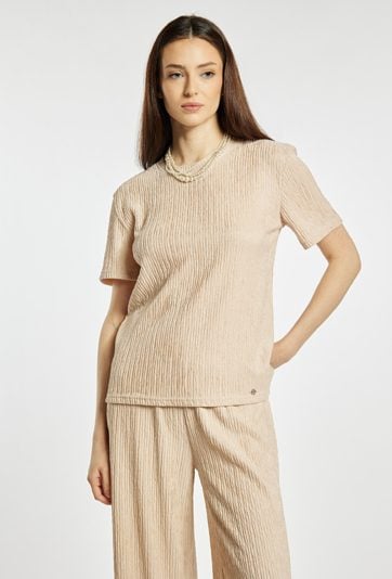 T-shirt damski z marszczeniami